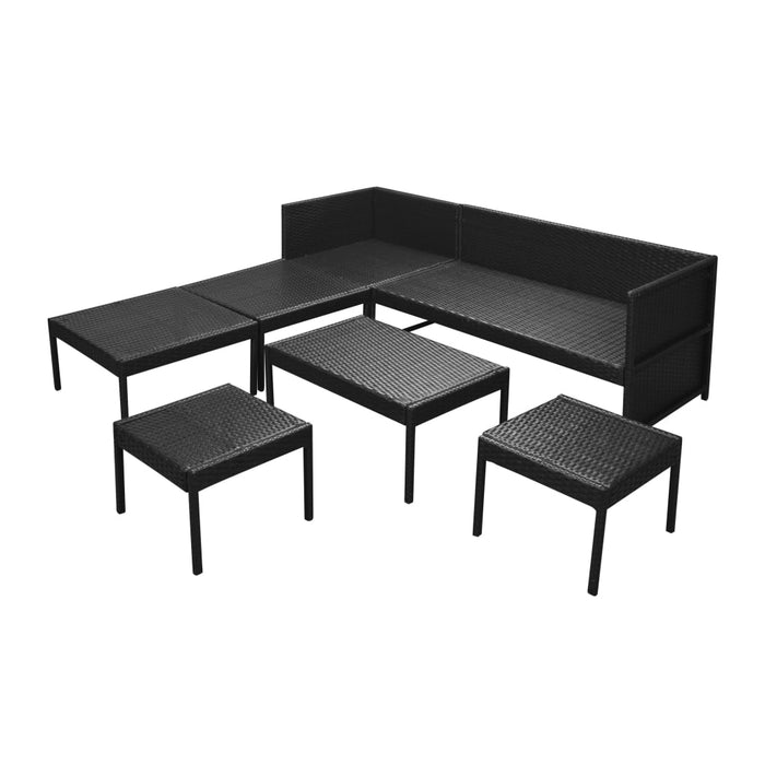 Set mobilier de grădină cu perne, 6 piese, negru, poliratan - WALTI WALTI
