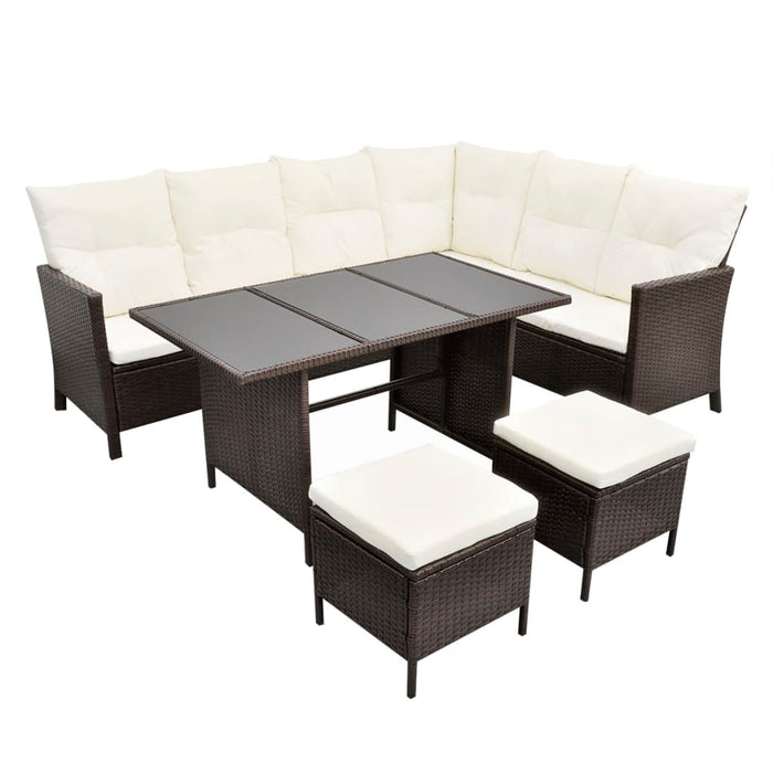Set mobilier de grădină cu perne, 4 piese, maro, poliratan WALTI