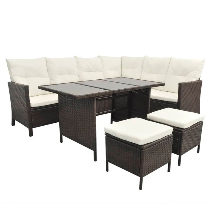 Set mobilier de grădină cu perne, 4 piese, maro, poliratan WALTI