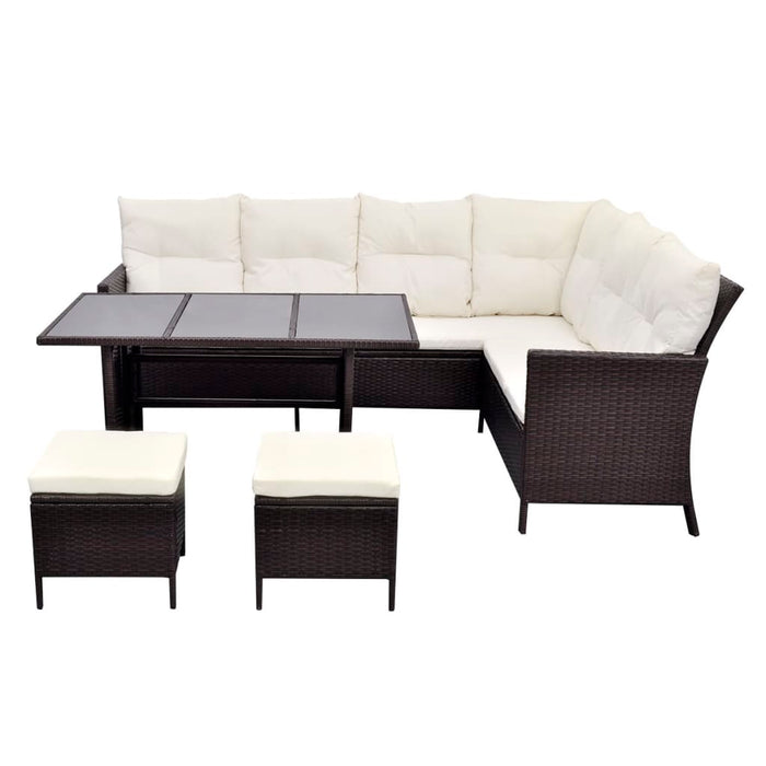 Set mobilier de grădină cu perne, 4 piese, maro, poliratan WALTI