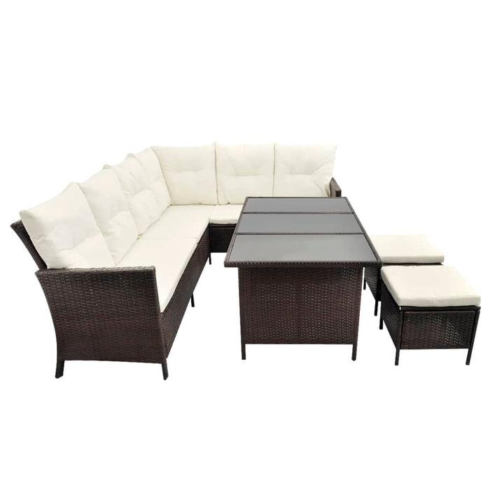Set mobilier de grădină cu perne, 4 piese, maro, poliratan WALTI
