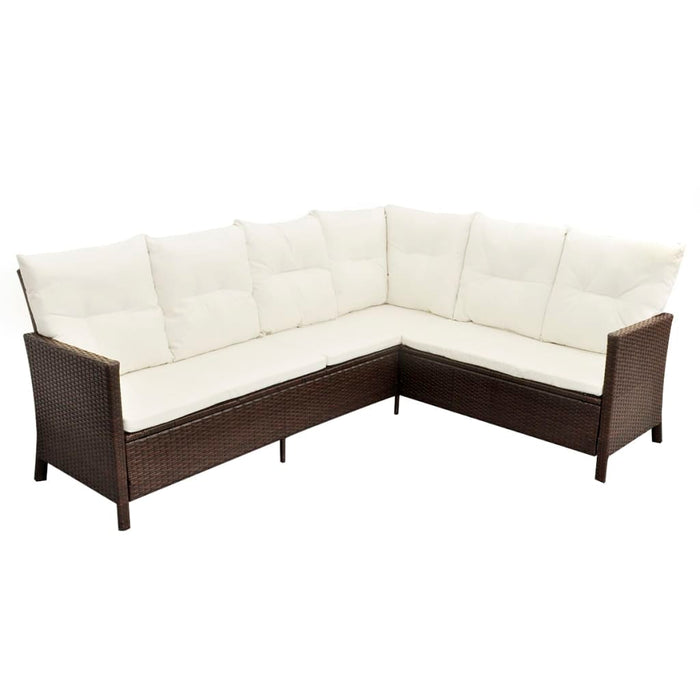 Set mobilier de grădină cu perne, 4 piese, maro, poliratan WALTI