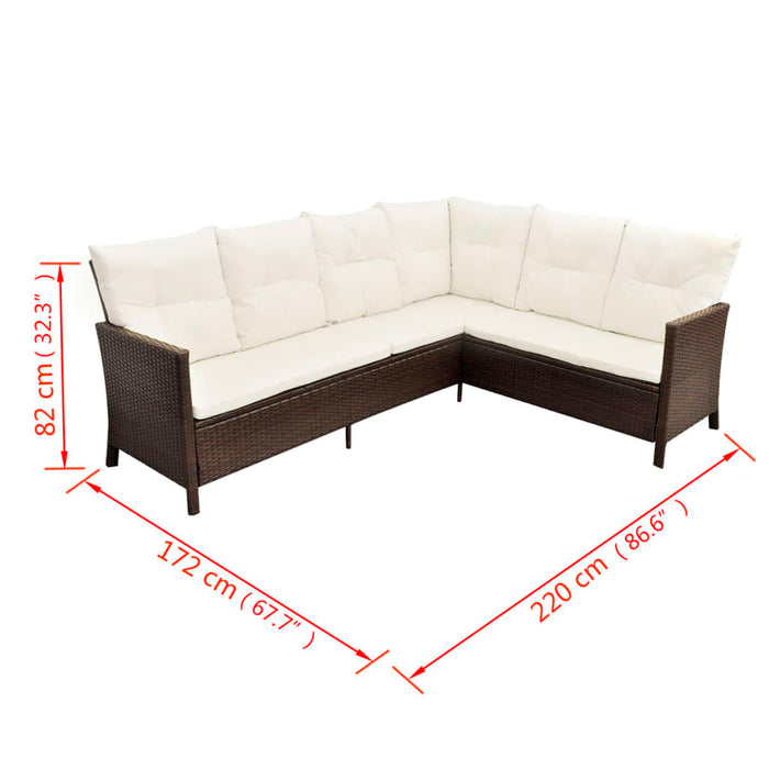 Set mobilier de grădină cu perne, 4 piese, maro, poliratan WALTI