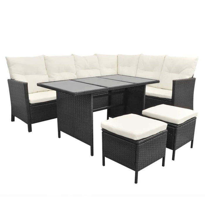 Set mobilier de grădină cu perne, 4 piese, negru, poliratan - WALTI WALTI