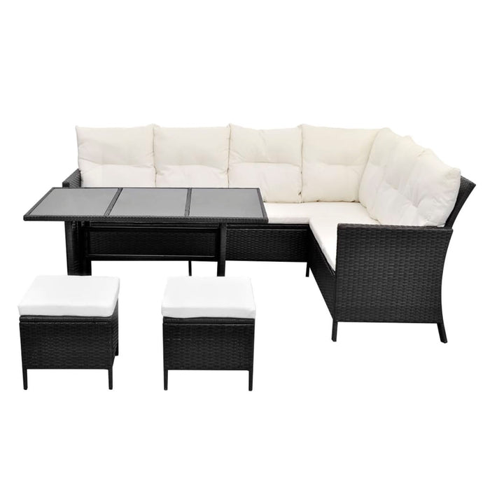 Set mobilier de grădină cu perne, 4 piese, negru, poliratan - WALTI WALTI