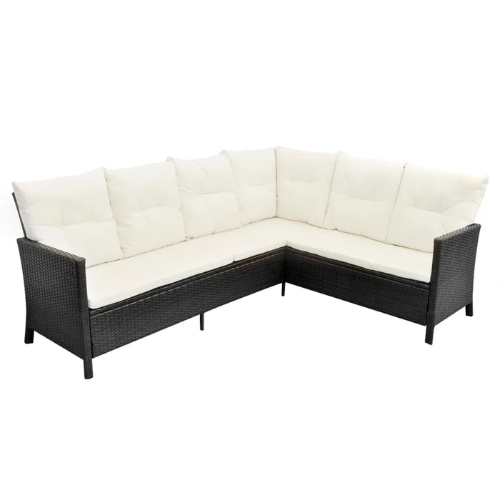 Set mobilier de grădină cu perne, 4 piese, negru, poliratan - WALTI WALTI