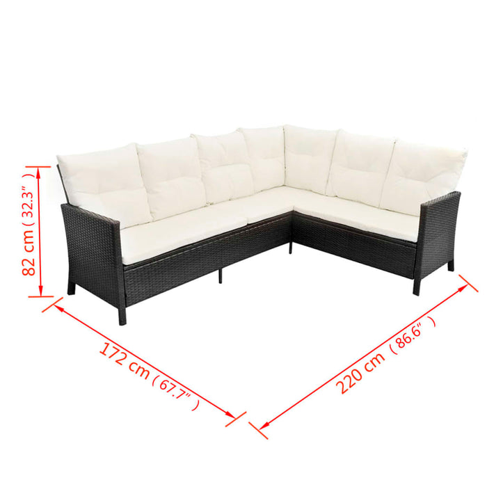 Set mobilier de grădină cu perne, 4 piese, negru, poliratan - WALTI WALTI