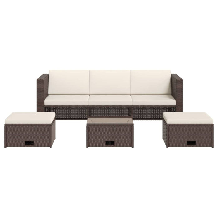 Set mobilier de grădină cu perne, 4 piese, maro, poliratan - WALTI WALTI