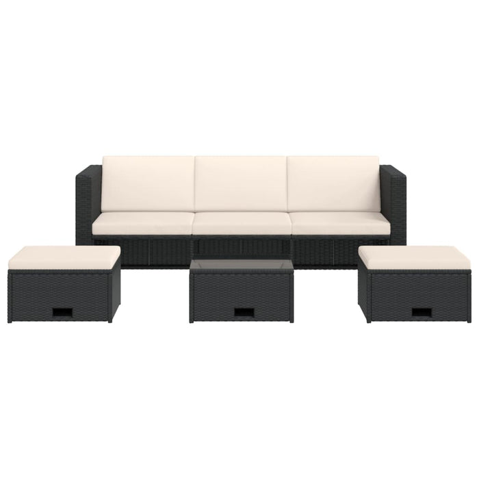 Set mobilier de grădină cu perne, 4 piese, negru, poliratan - WALTI WALTI