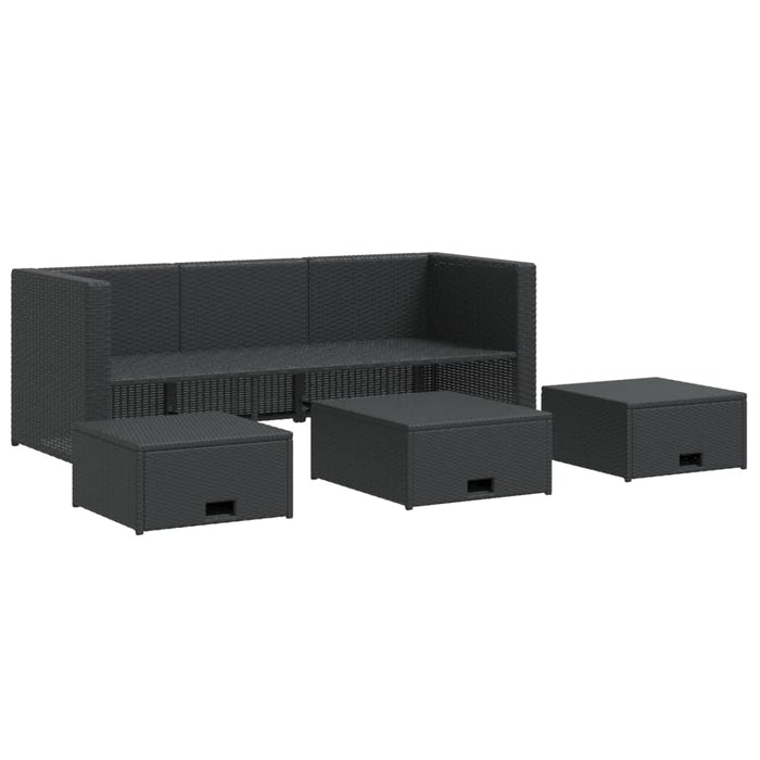 Set mobilier de grădină cu perne, 4 piese, negru, poliratan - WALTI WALTI