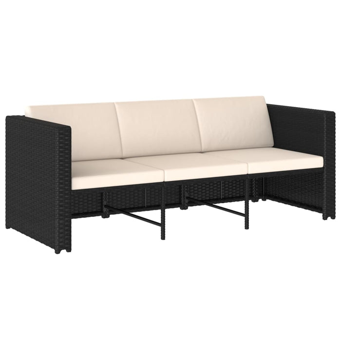 Set mobilier de grădină cu perne, 4 piese, negru, poliratan - WALTI WALTI