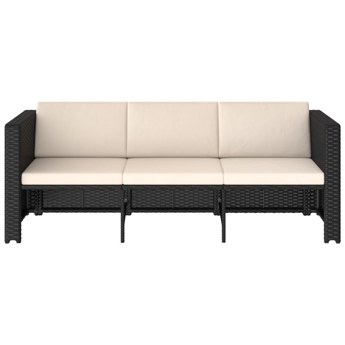 Set mobilier de grădină cu perne, 4 piese, negru, poliratan - WALTI WALTI
