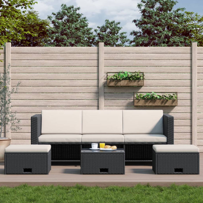 Set mobilier de grădină cu perne, 4 piese, negru, poliratan - WALTI WALTI