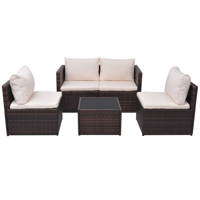 Set mobilier de grădină cu perne, 5 piese, maro, poliratan - WALTI WALTI