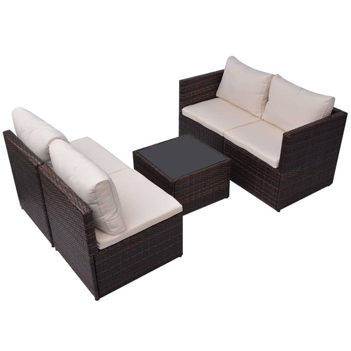 Set mobilier de grădină cu perne, 5 piese, maro, poliratan - WALTI WALTI
