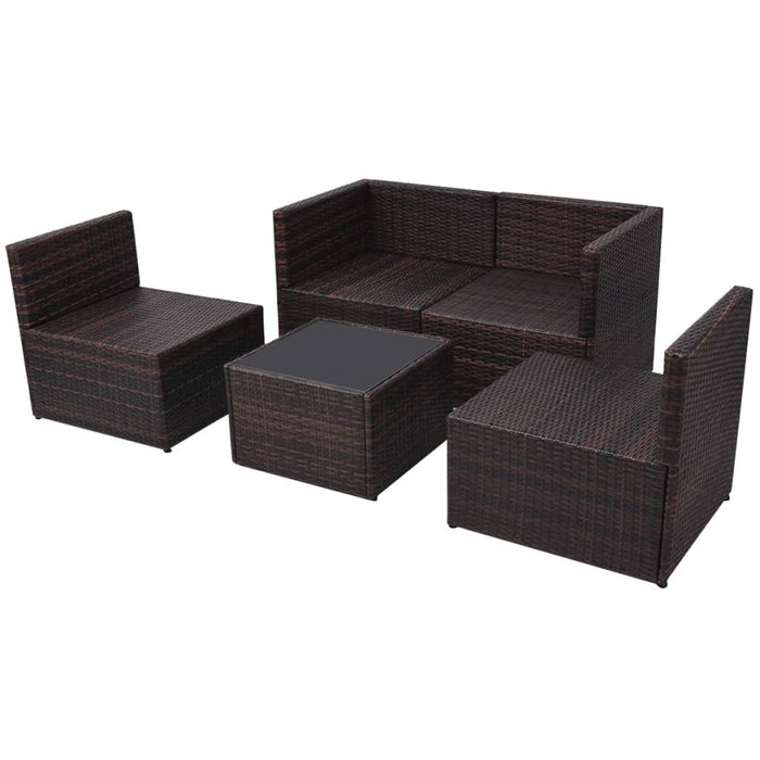 Set mobilier de grădină cu perne, 5 piese, maro, poliratan - WALTI WALTI