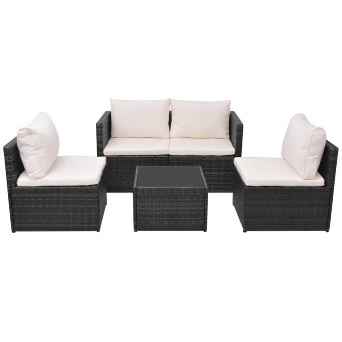 Set mobilier de grădină cu perne, 5 piese, negru, poliratan - WALTI WALTI