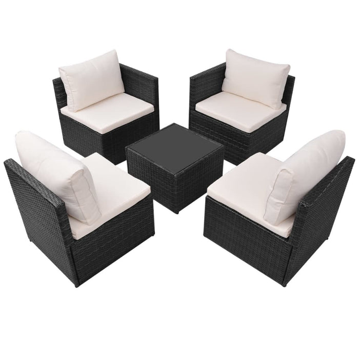 Set mobilier de grădină cu perne, 5 piese, negru, poliratan - WALTI WALTI
