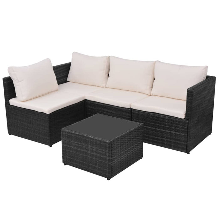 Set mobilier de grădină cu perne, 5 piese, negru, poliratan - WALTI WALTI