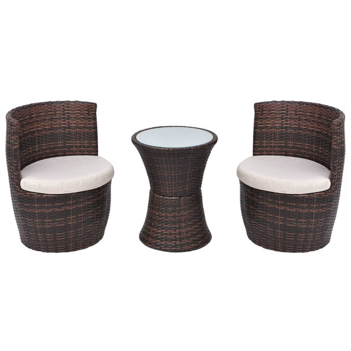 Set mobilier bistro cu perne, 3 piese, maro, poliratan - WALTI WALTI