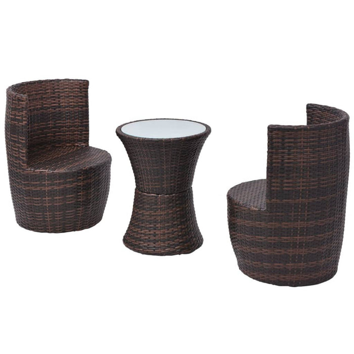 Set mobilier bistro cu perne, 3 piese, maro, poliratan - WALTI WALTI