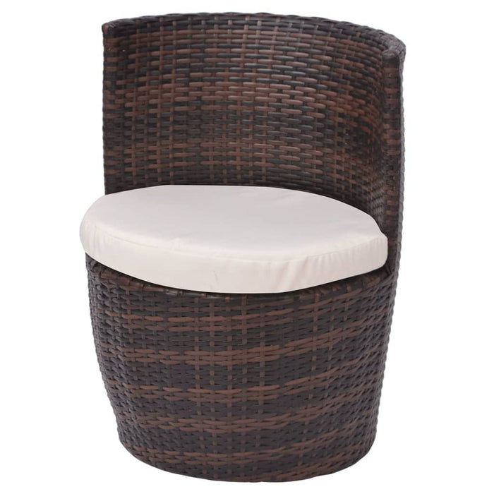Set mobilier bistro cu perne, 3 piese, maro, poliratan - WALTI WALTI