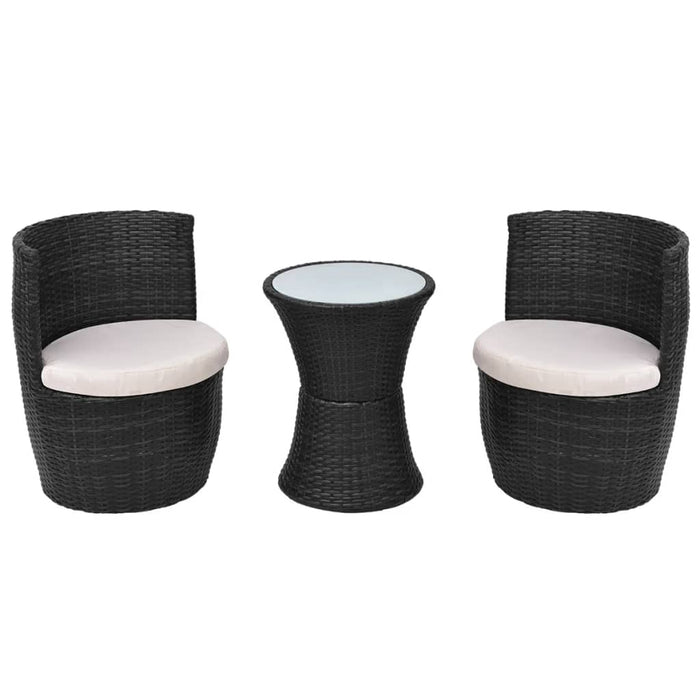 Set mobilier bistro cu perne, 3 piese, negru, poliratan - WALTI WALTI
