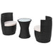Set mobilier bistro cu perne, 3 piese, negru, poliratan - WALTI WALTI