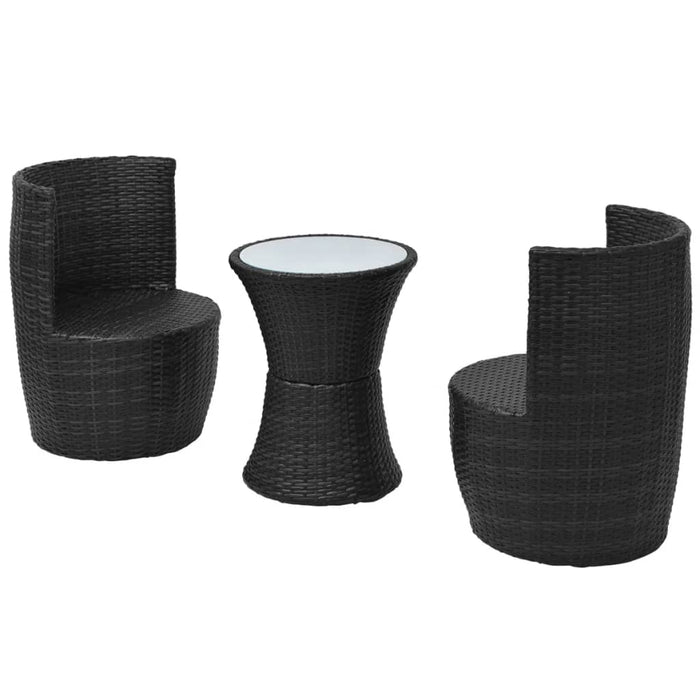 Set mobilier bistro cu perne, 3 piese, negru, poliratan - WALTI WALTI