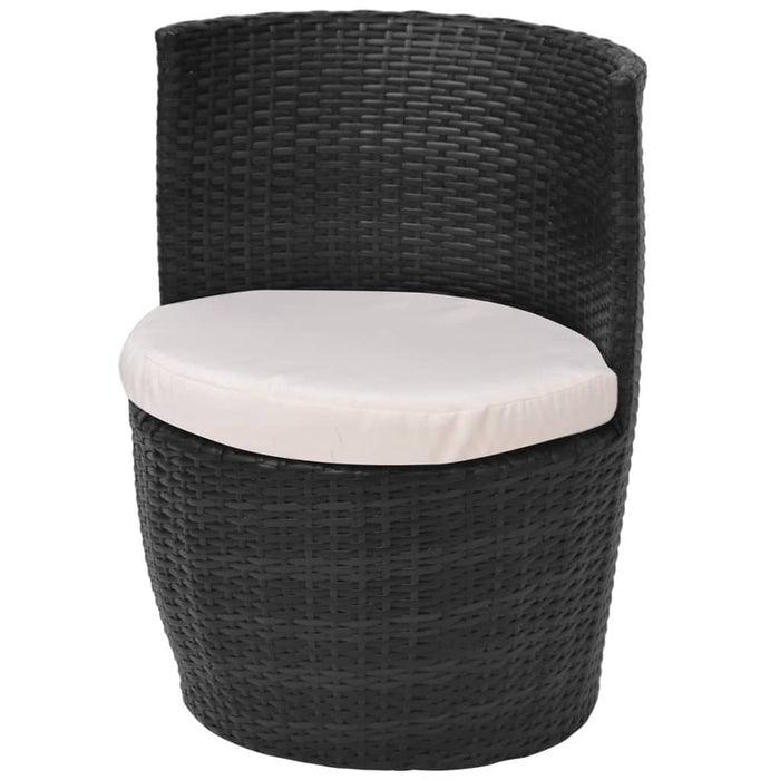 Set mobilier bistro cu perne, 3 piese, negru, poliratan - WALTI WALTI
