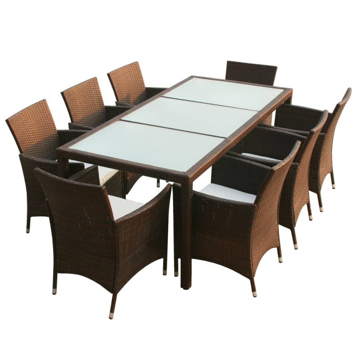 Set mobilier de exterior cu perne, 9 piese, maro, poliratan - WALTI WALTI