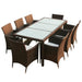 Set mobilier de exterior cu perne, 9 piese, maro, poliratan - WALTI WALTI
