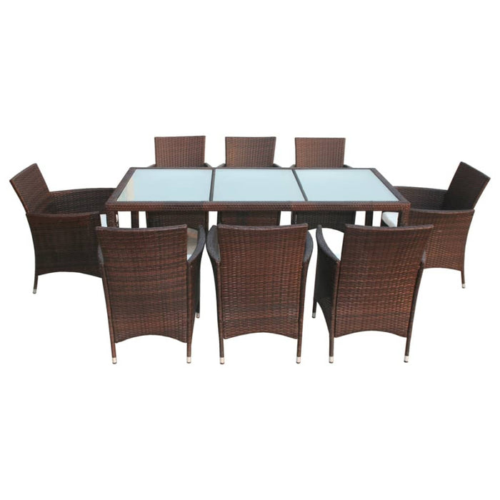 Set mobilier de exterior cu perne, 9 piese, maro, poliratan - WALTI WALTI