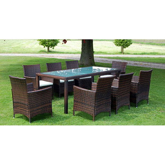 Set mobilier de exterior cu perne, 9 piese, maro, poliratan - WALTI WALTI