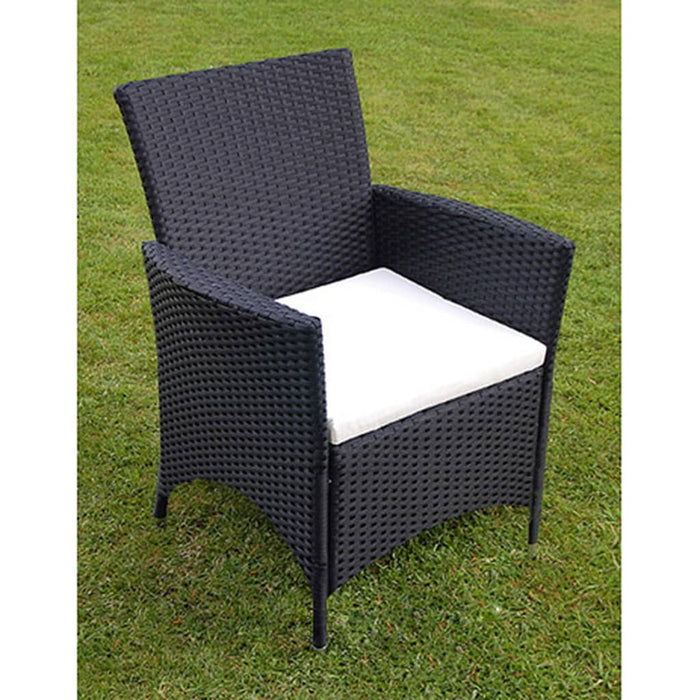 Set mobilier de exterior cu perne, 9 piese, negru, poliratan WALTI