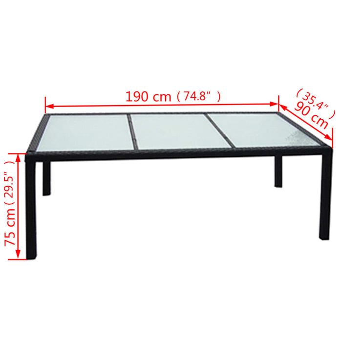 Set mobilier de exterior cu perne, 9 piese, negru, poliratan WALTI