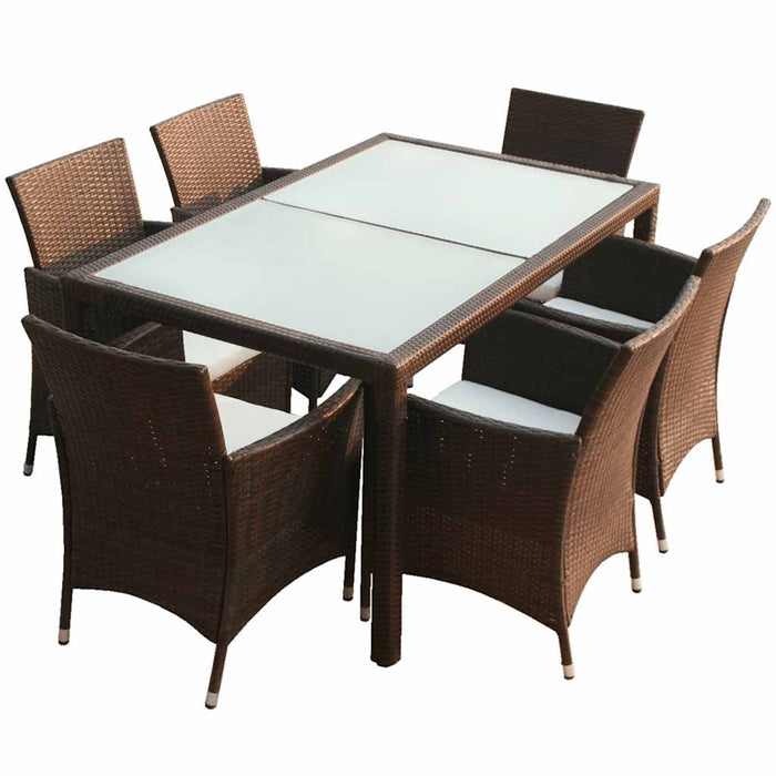 Set mobilier de exterior cu perne, 7 piese, maro, poliratan - WALTI WALTI