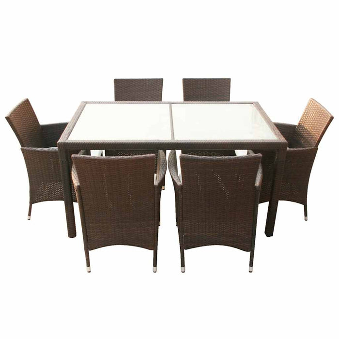 Set mobilier de exterior cu perne, 7 piese, maro, poliratan - WALTI WALTI