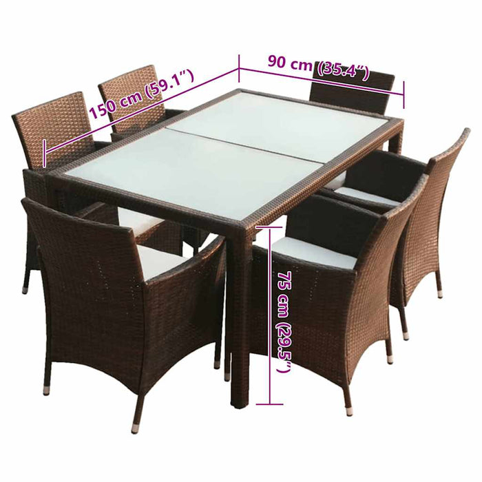 Set mobilier de exterior cu perne, 7 piese, maro, poliratan - WALTI WALTI