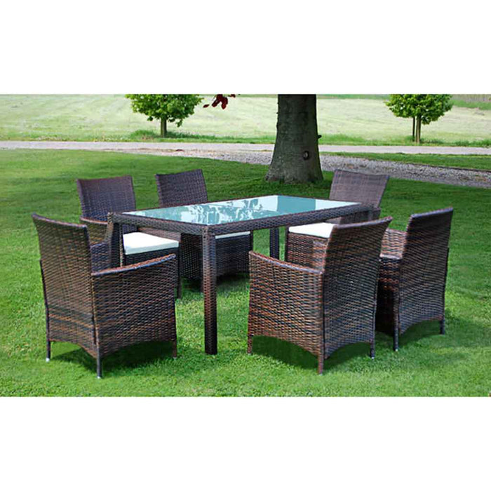 Set mobilier de exterior cu perne, 7 piese, maro, poliratan - WALTI WALTI