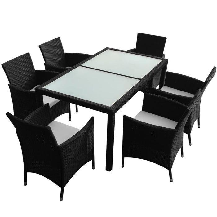 Set mobilier de exterior cu perne, 7 piese, negru, poliratan - WALTI WALTI