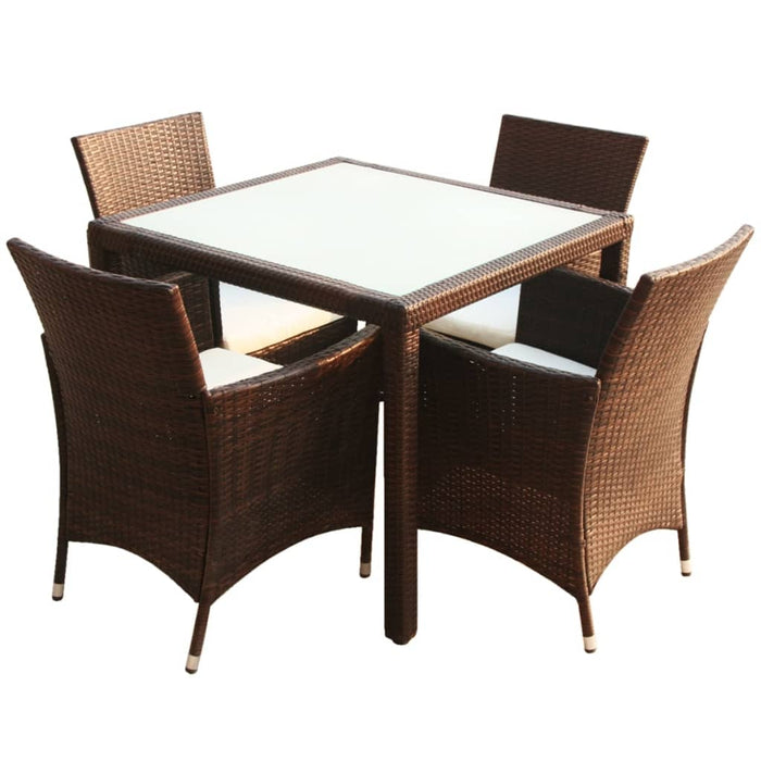 Set mobilier de exterior cu perne, 5 piese, maro, poliratan - WALTI WALTI