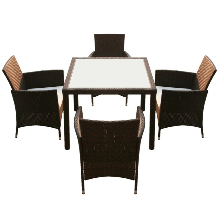 Set mobilier de exterior cu perne, 5 piese, maro, poliratan - WALTI WALTI