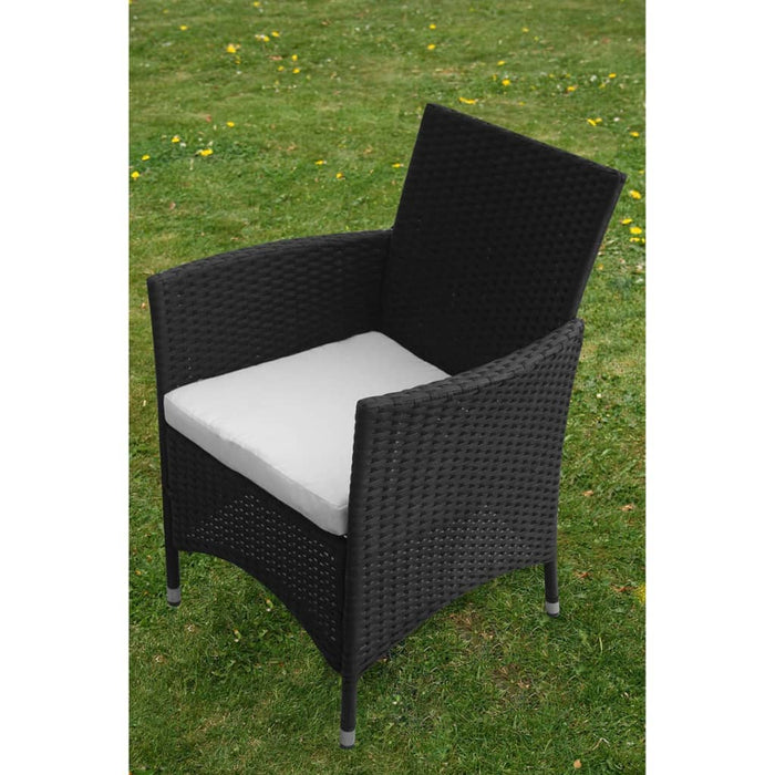 Set mobilier de exterior cu perne, 5 piese, negru, poliratan WALTI