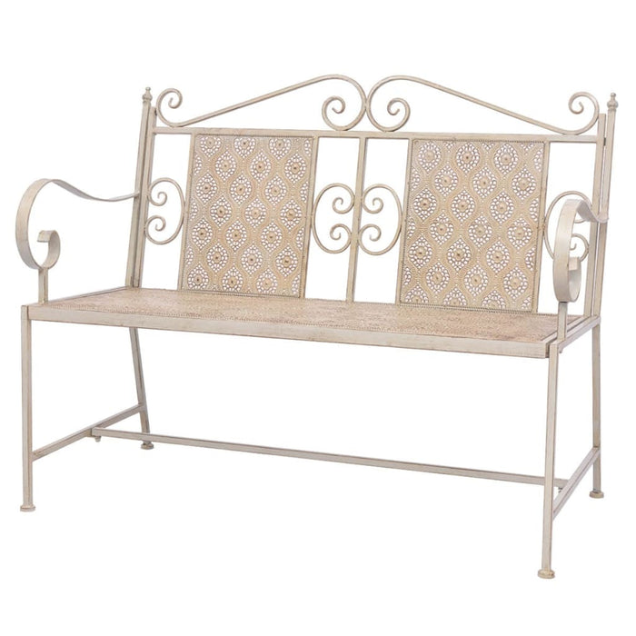Bancă de grădină, alb vintage, 115 cm, oțel WALTI