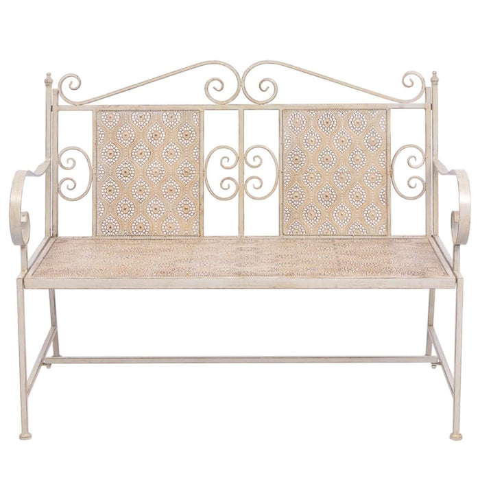 Bancă de grădină, alb vintage, 115 cm, oțel WALTI