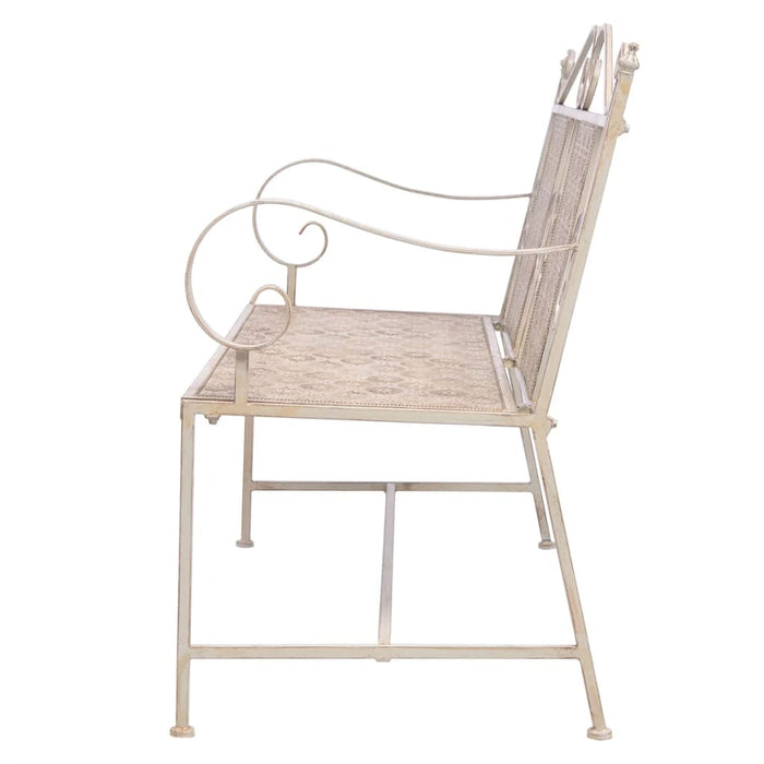 Bancă de grădină, alb vintage, 115 cm, oțel WALTI