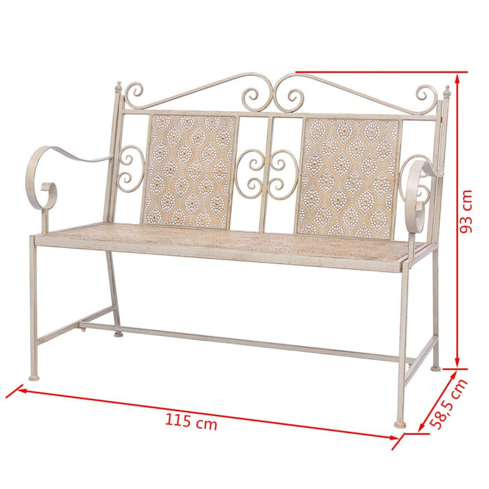 Bancă de grădină, alb vintage, 115 cm, oțel WALTI