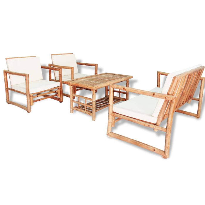 Set mobilier de grădină cu perne, 4 piese, bambus - WALTI WALTI