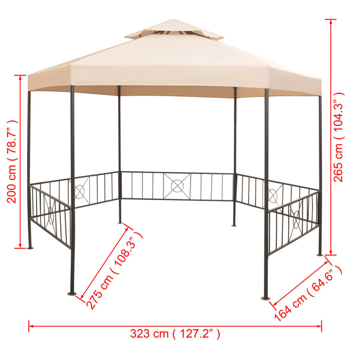 Pavilion marchiză de grădină, cort, hexagonal, 323x265 cm, bej WALTI